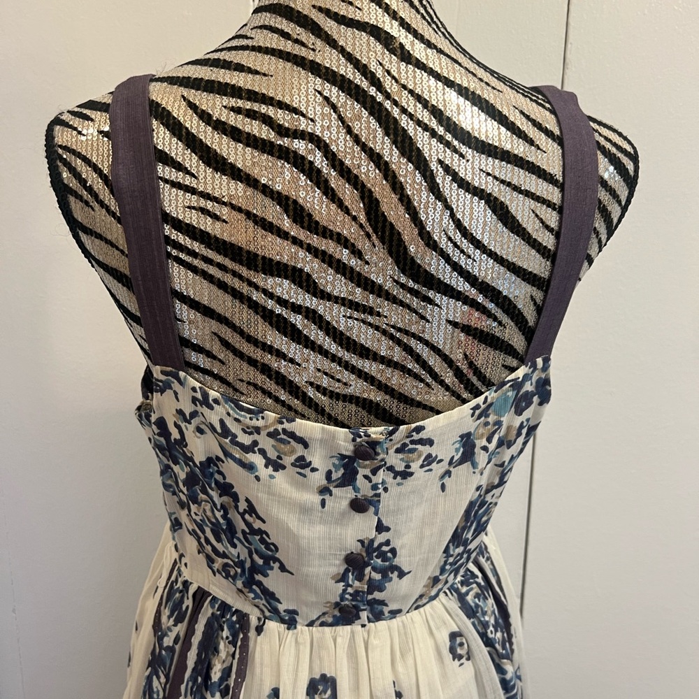 Blue and Cream Floral Midi Dress - Picture 8 of 12